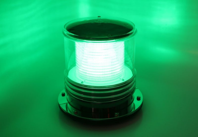 Pilotlights.net Solar Dock Warning Light - Waterproof Solar Dock Lighting - Green LED Constant On or Flashing 360 Degree Lighting - Image 1